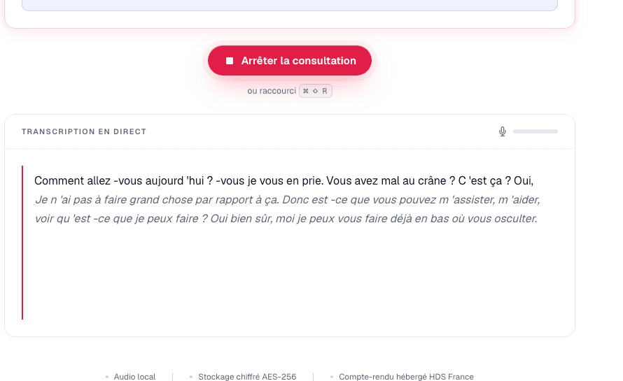 Transcription en direct, en local